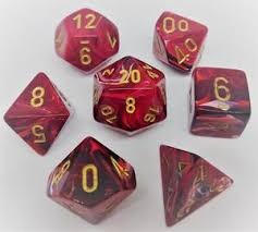 7 Burgundy/gold Vortex Polyhedral Dice Set - CHX27434